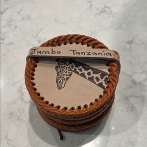 Animal Print Leather Coasters Set NWT
